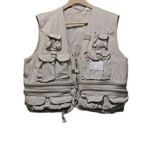 Vintage‎ Hunting Fishing Cargo Vest Tan Men's Large